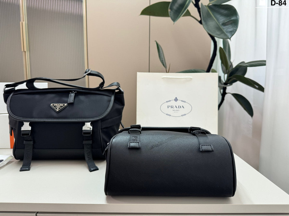 Prada Black Nylon Double-Buckle Messenger Bag — comparison