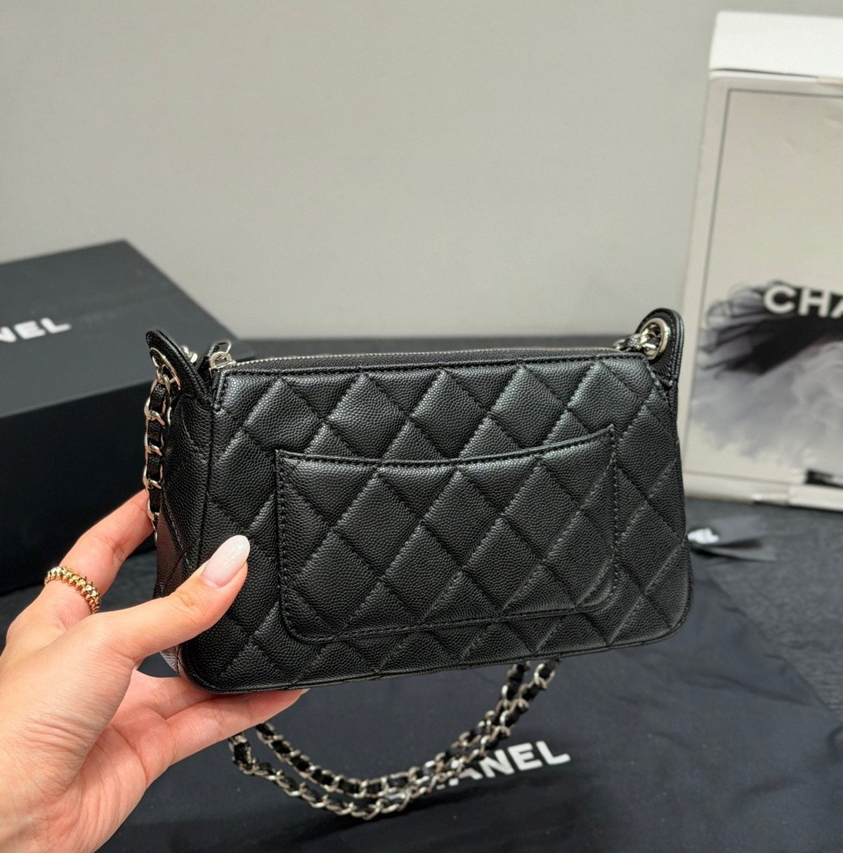 Chanel Quilted Rectangular Chain Shoulder Bag — back