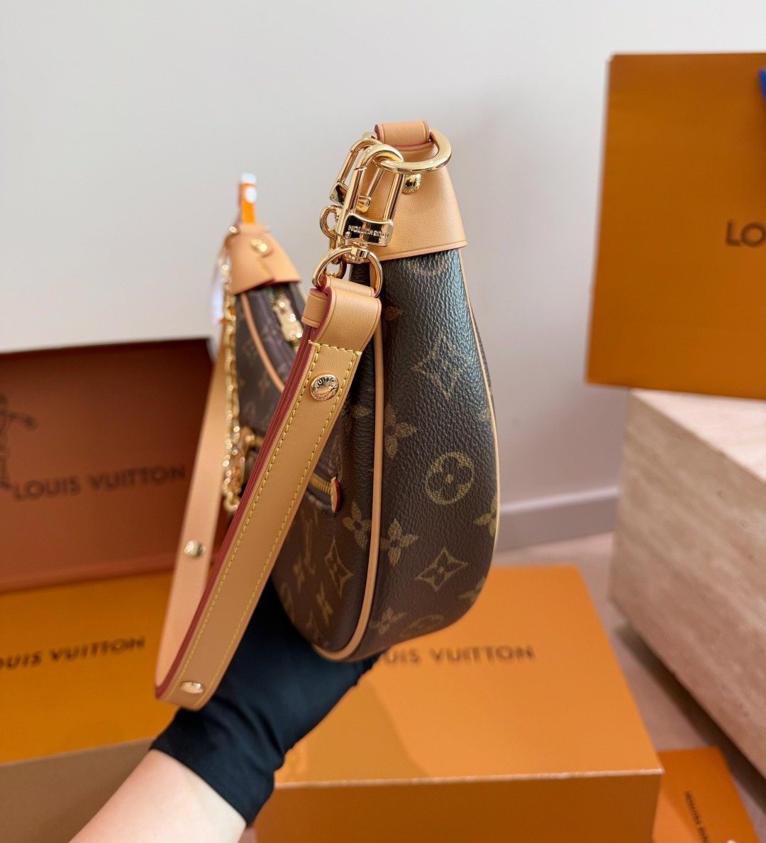 Louis Vuitton Loop Monogram Crescent Shoulder Bag — side