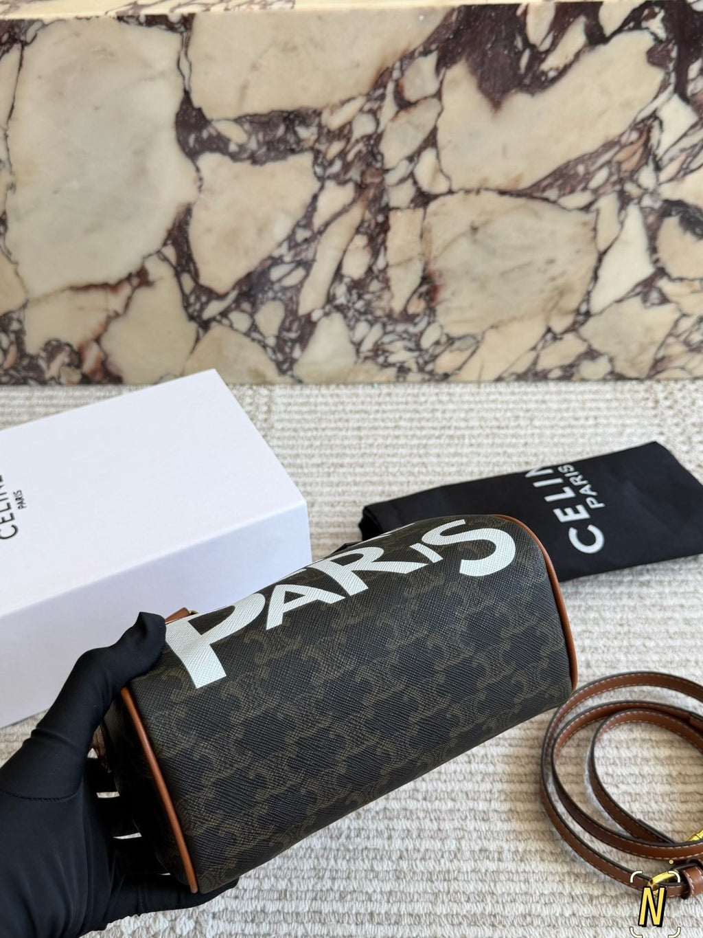 Celine Monogram Rounded Top-Handle Bag — side