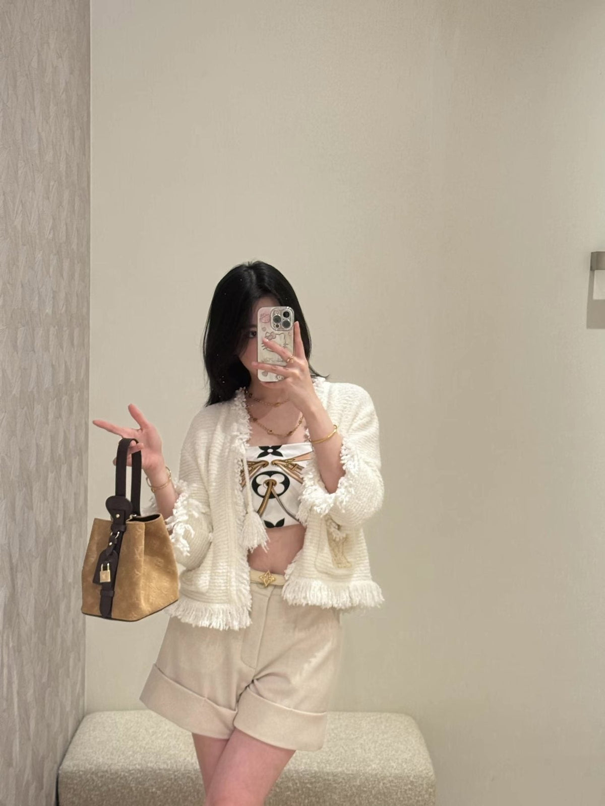 Louis Vuitton Allin BB Monogram Bucket Bag — model
