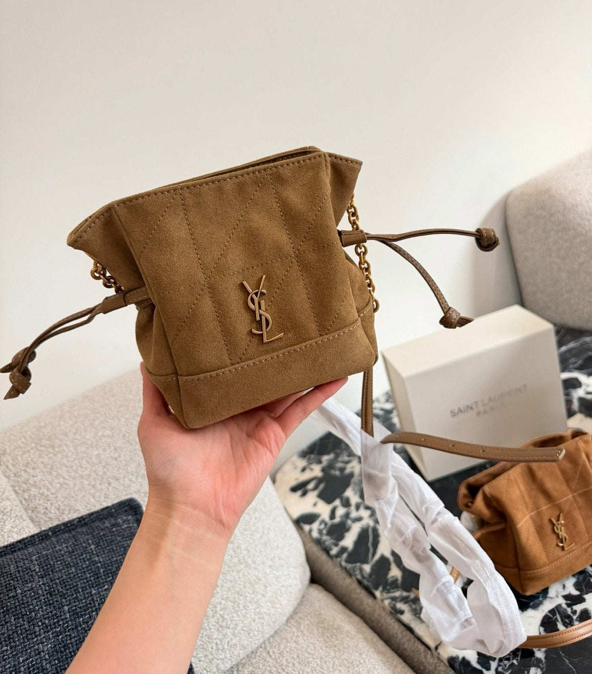 Saint Laurent Jamie Drawstring Shoulder Bag — front