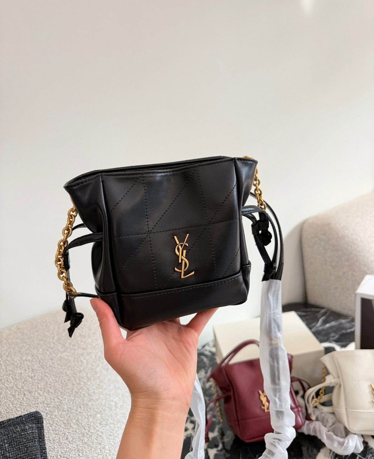 Saint Laurent Jamie Drawstring Shoulder Bag — model