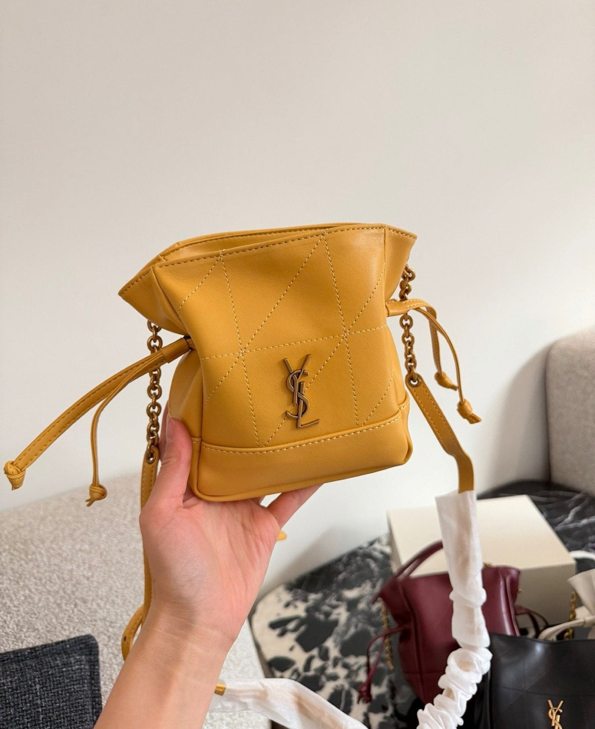 Saint Laurent Jamie Drawstring Shoulder Bag — model