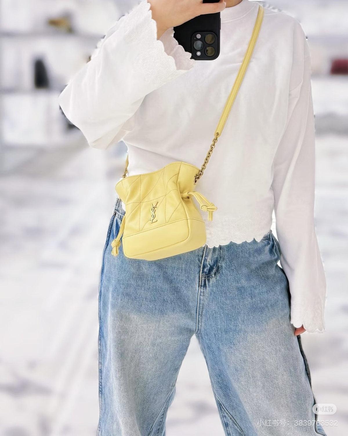 Saint Laurent Jamie Drawstring Shoulder Bag — model