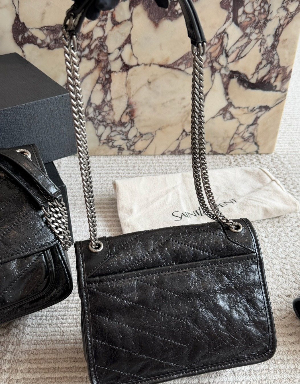 Saint Laurent Niki Quilted Flap Shoulder Bag — back