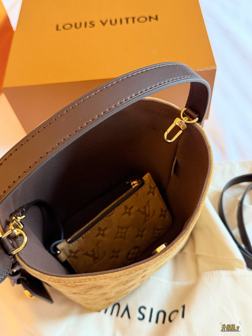 Louis Vuitton All In BB Monogram Bucket Bag — detail