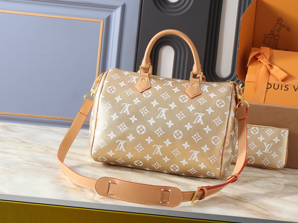 Louis Vuitton Speedy Bandoulière White Monogram Bag — back