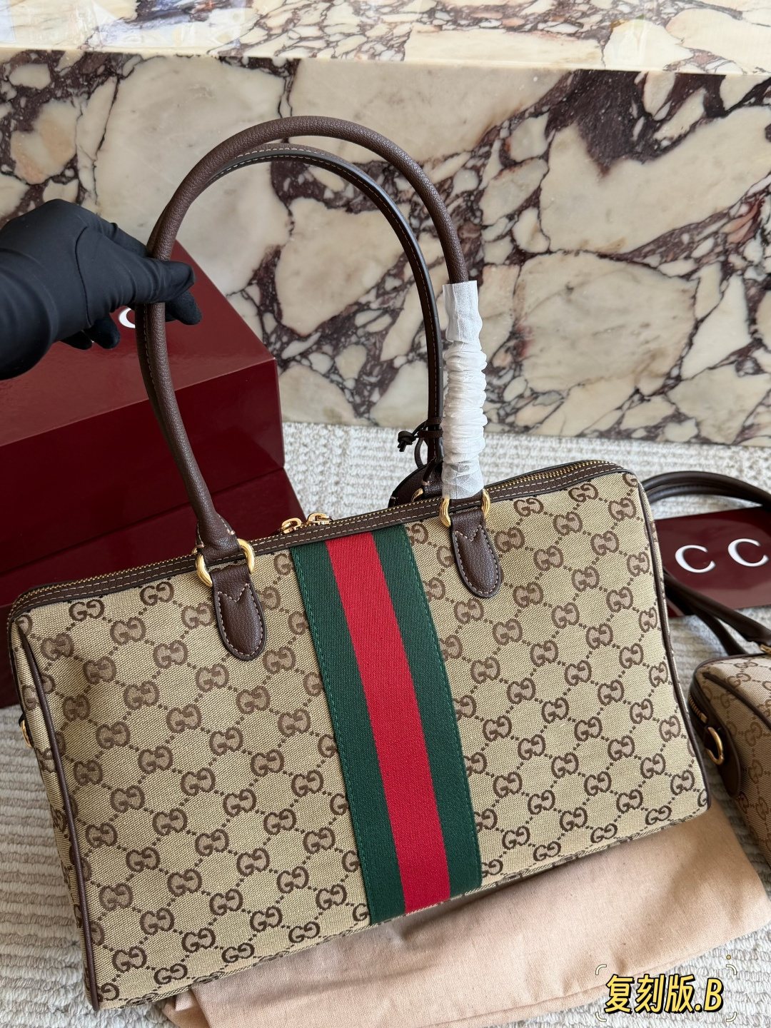 Gucci Borsetto Monogram Boston Bag — back