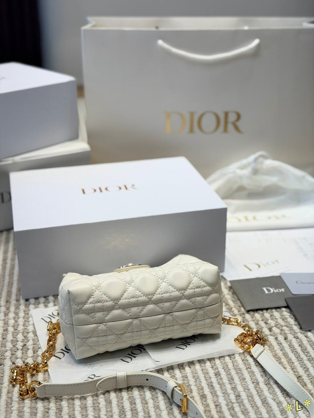Dior Jolie Quilted Top-Handle Bag — back