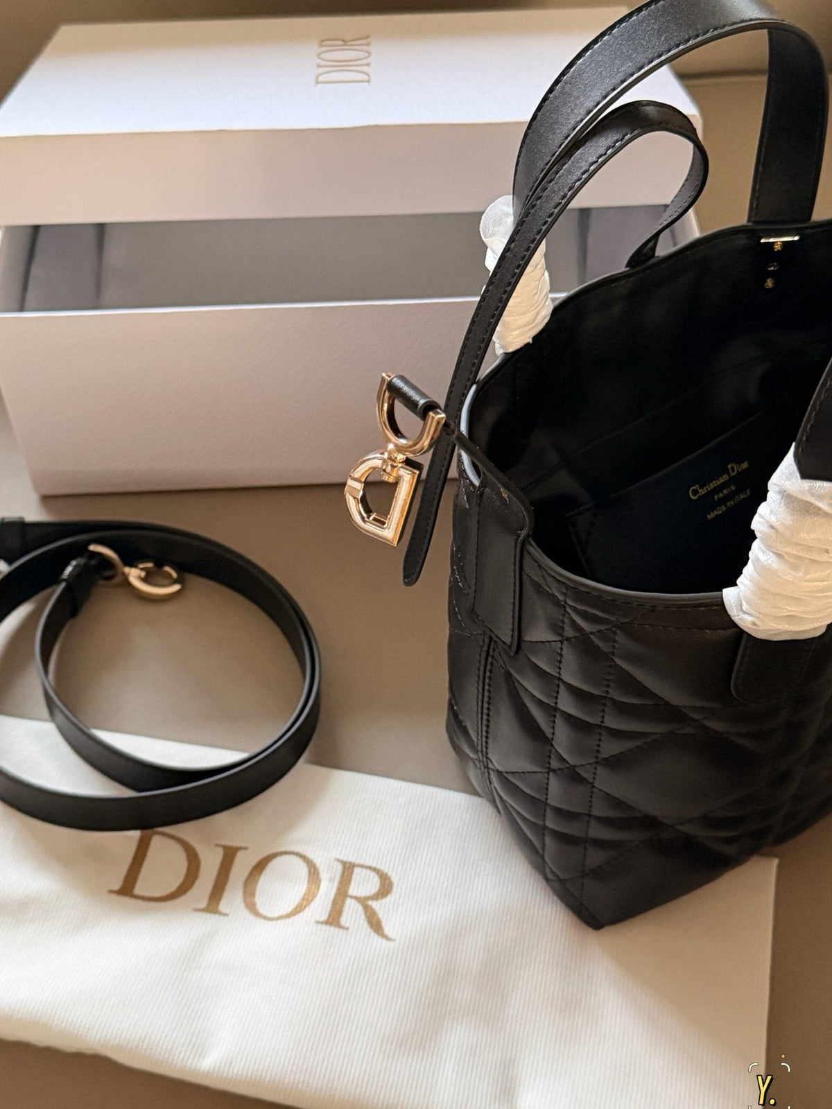 Dior Toujours Quilted Top-Handle Handbag — detail