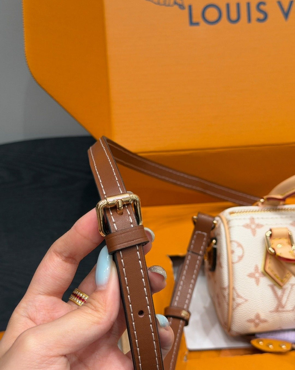 Louis Vuitton Nano Speedy Cream Monogram Bag — detail