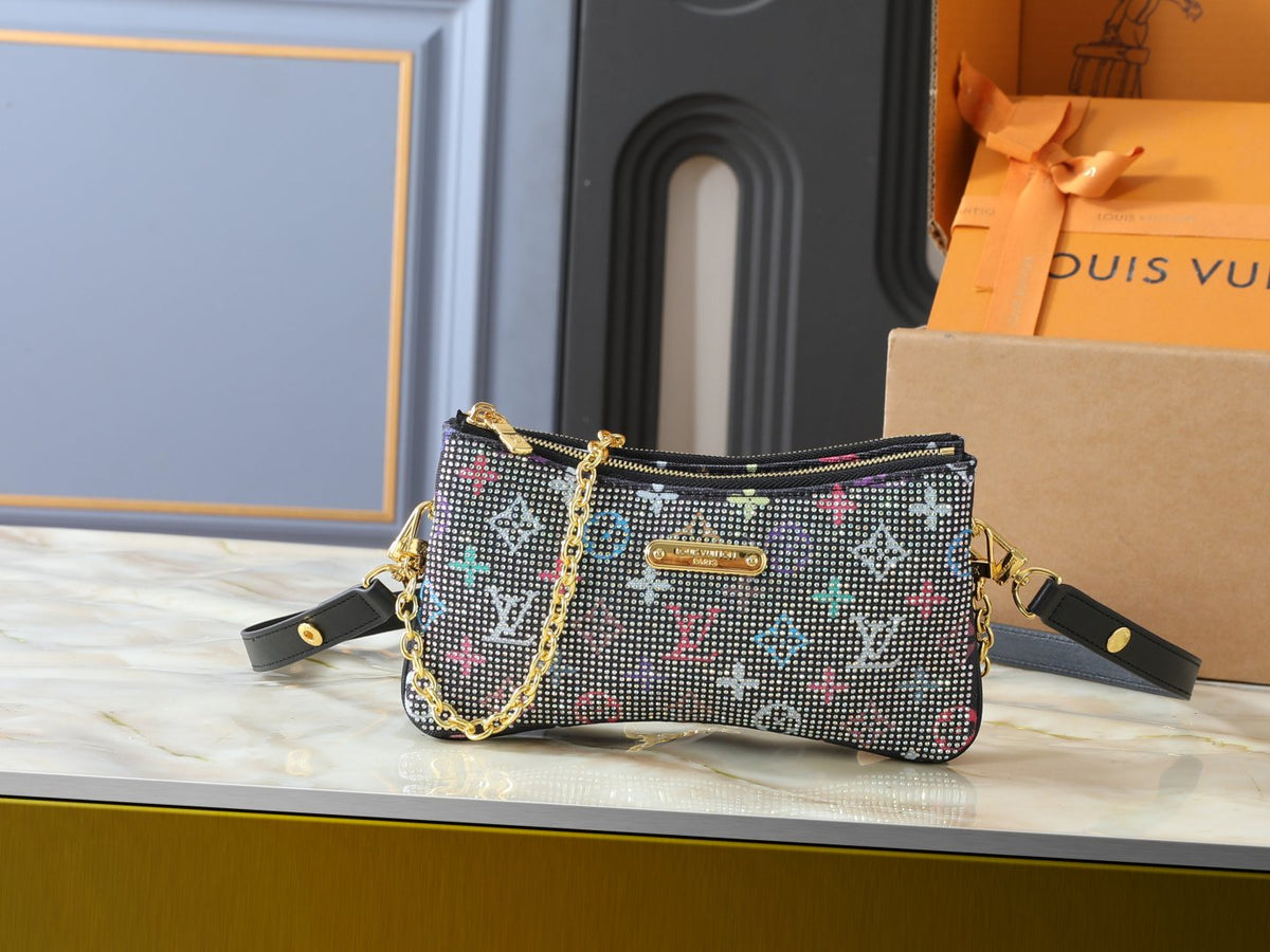 Louis Vuitton Liv Pochette Double-Zip Shoulder Bag — front