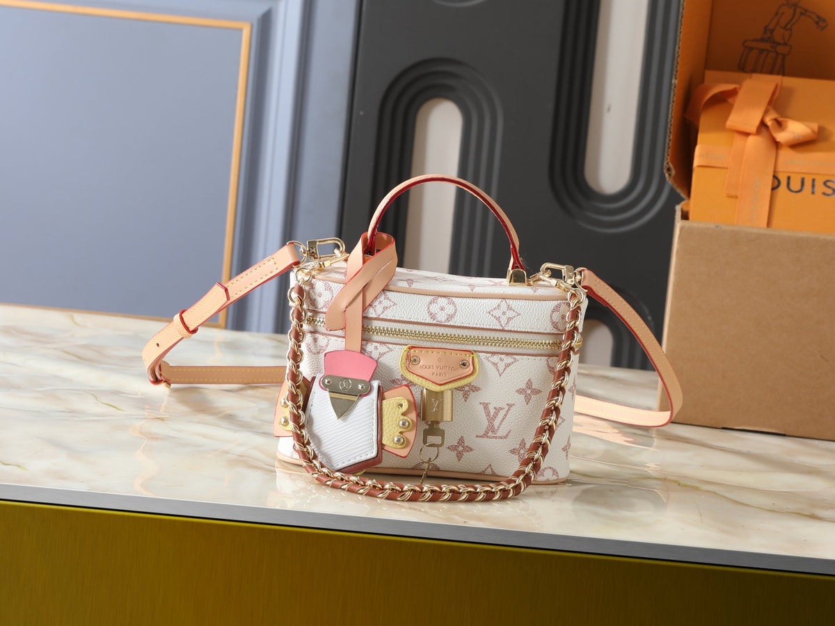 Louis Vuitton Vanity Chain Pouch in Cream and Pink Monogram — hero