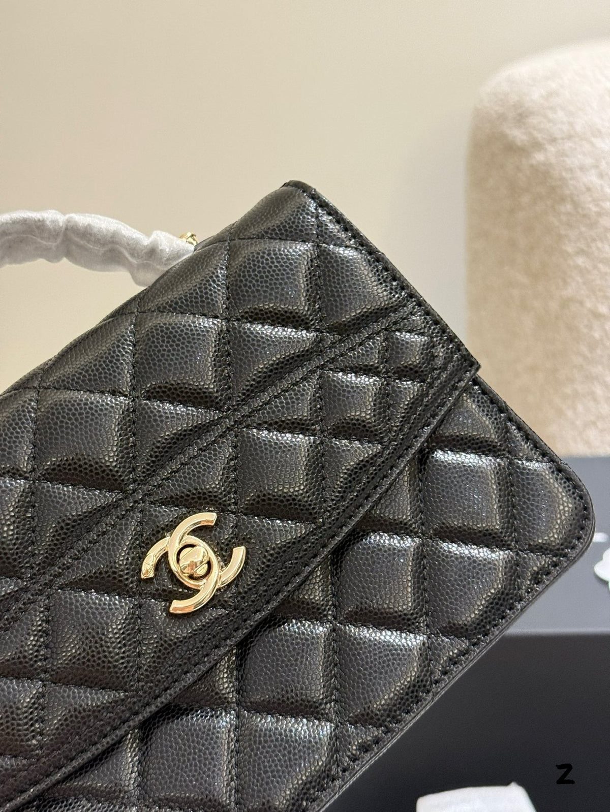 Chanel Quilted Square Top-Handle Flap Bag — detail