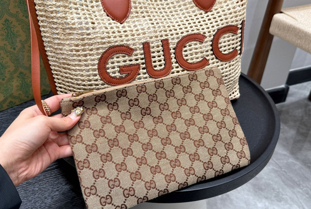 Gucci Woven Tote with Long Handles — detail
