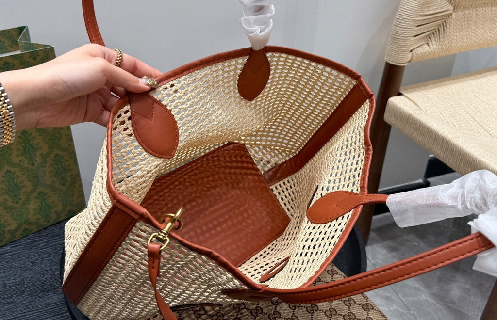Gucci Woven Tote with Long Handles — detail