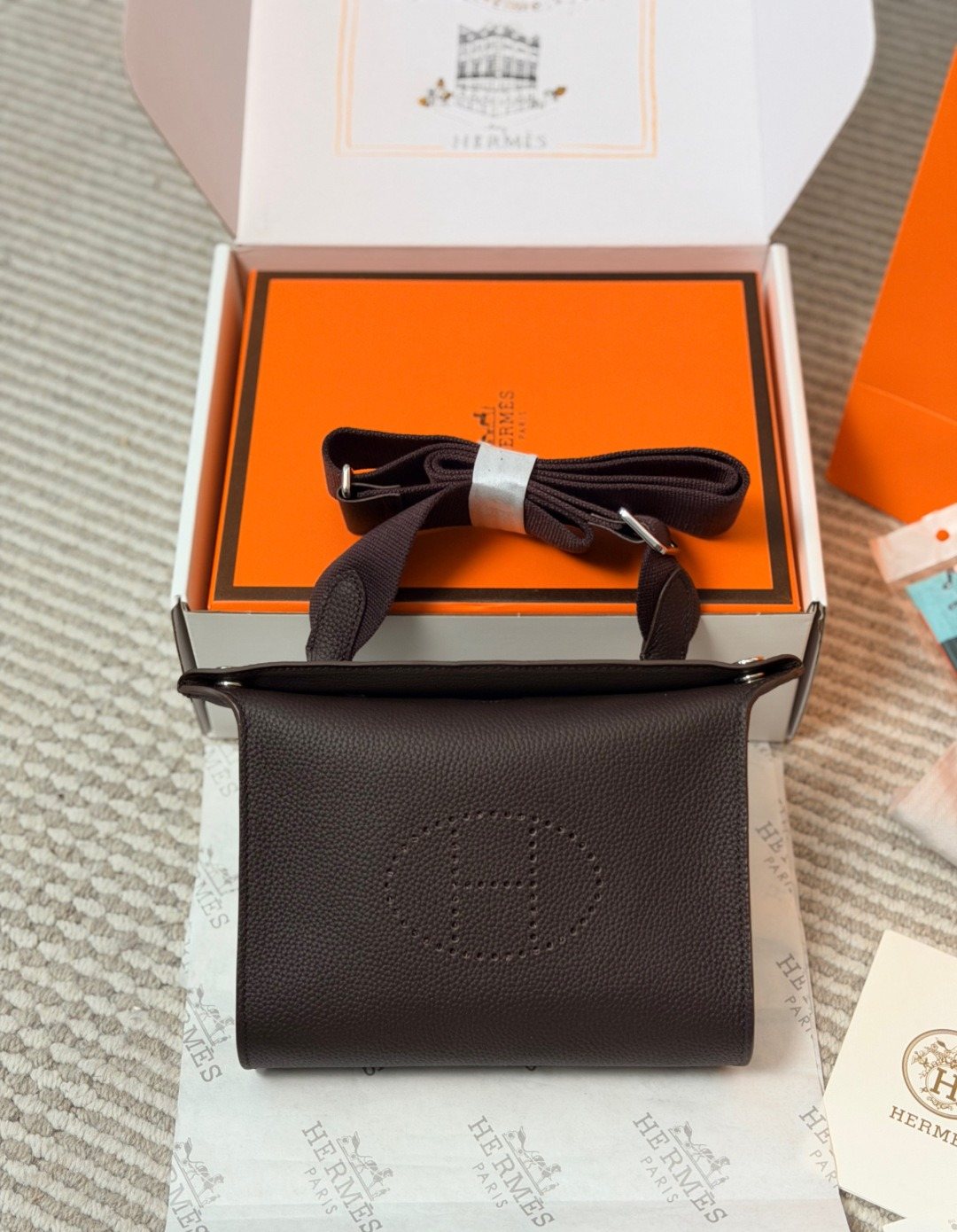 Hermès Videpoche Perforated H Crossbody Bag — front