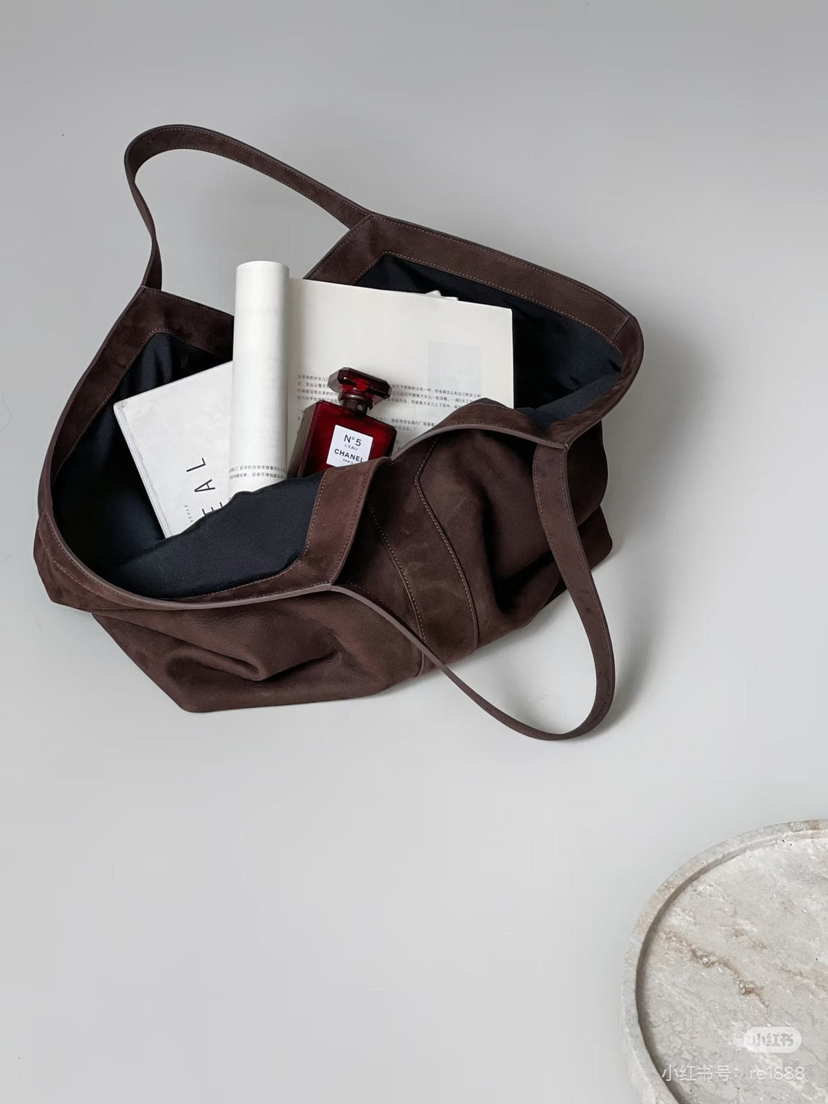 Saint Laurent Y Tote with Suede-Like Finish — front