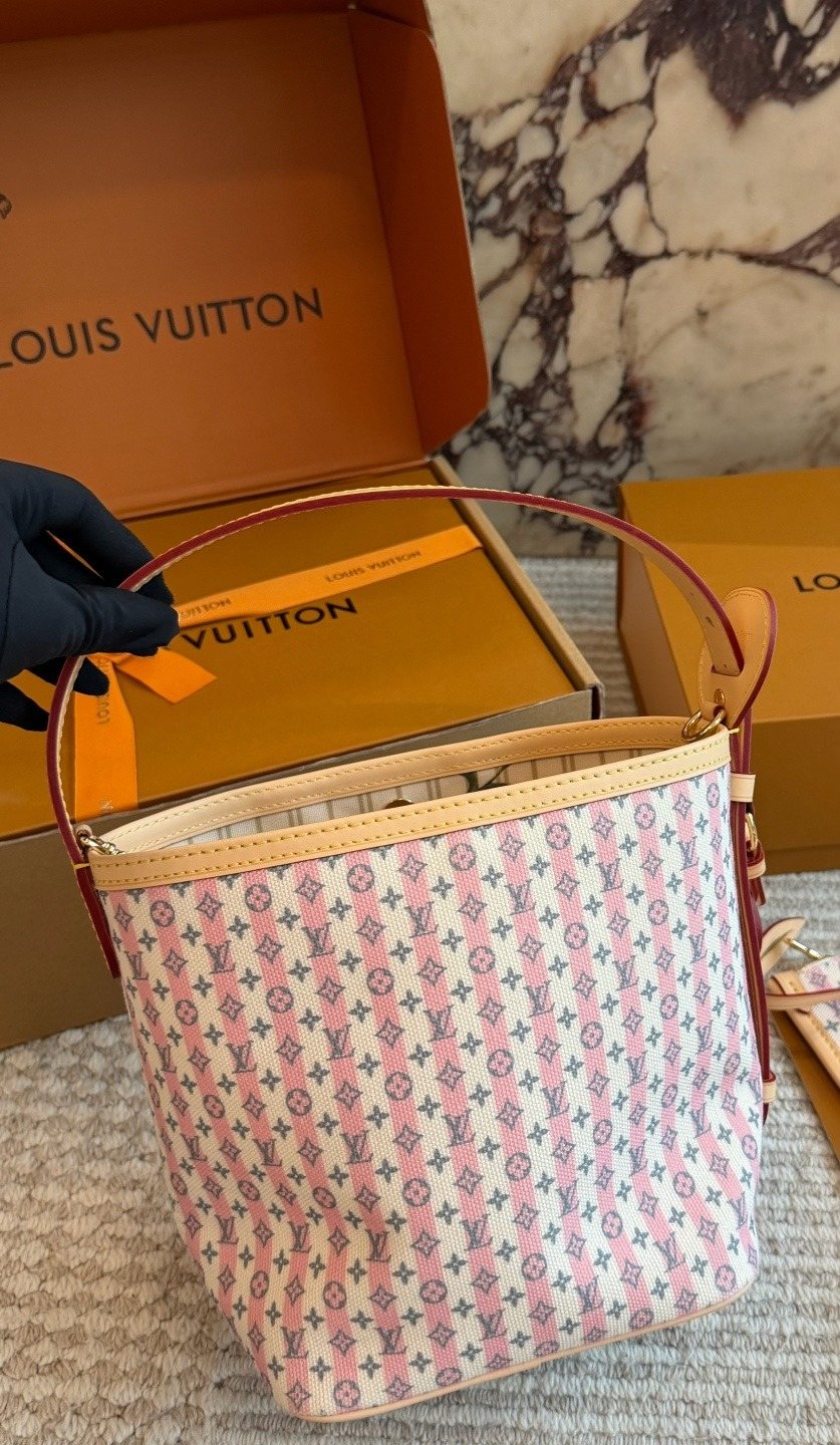 Louis Vuitton All In BB Pink Patterned Bucket Bag — back