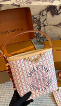 Louis Vuitton All In BB Pink Patterned Bucket Bag — front