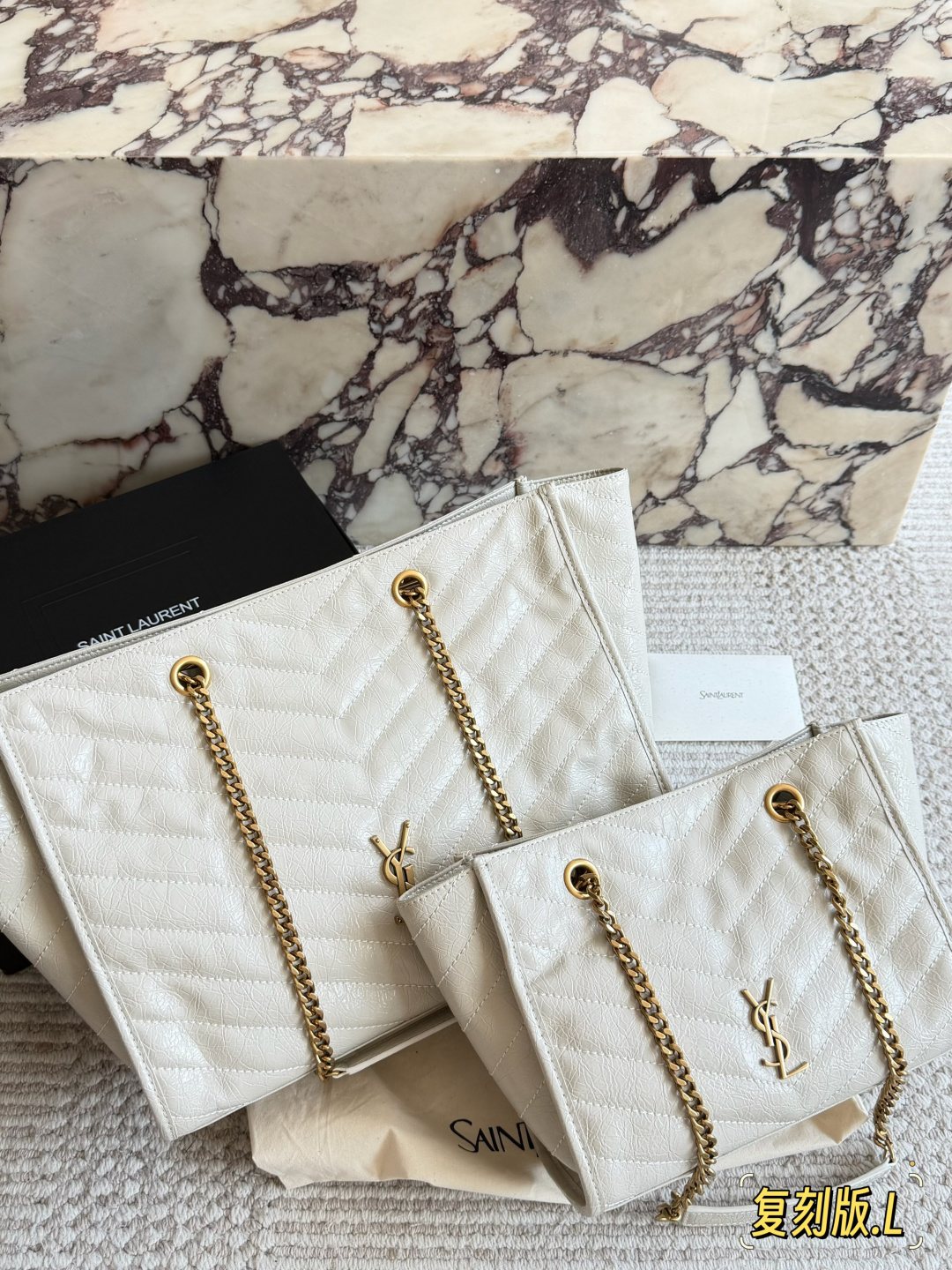 Saint Laurent Niki Chevron-Quilted Tote Bag — comparison