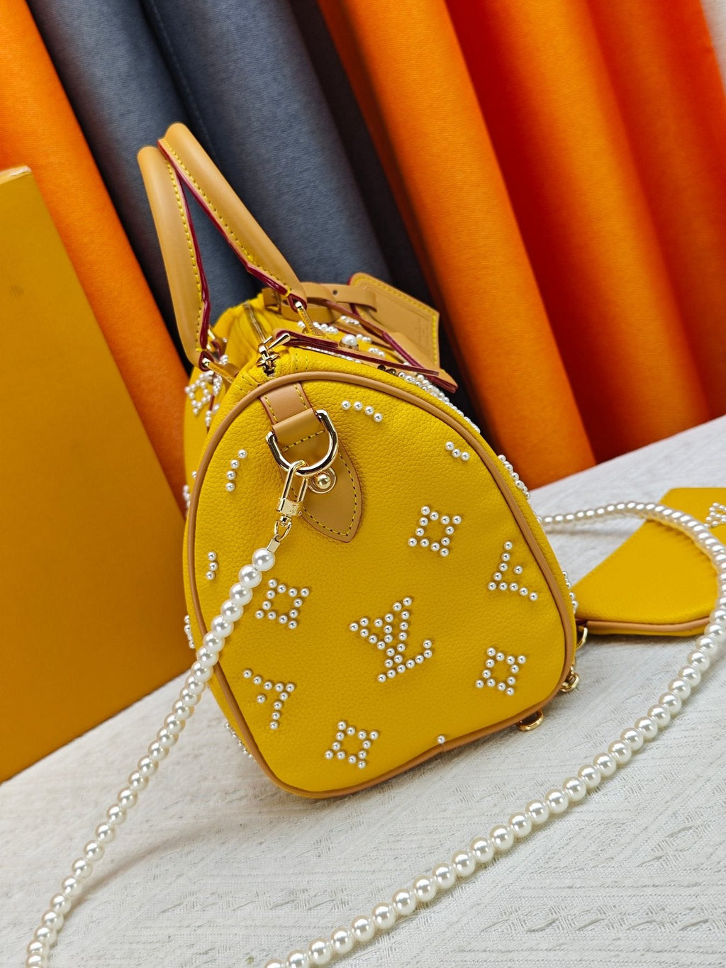 Louis Vuitton Speedy Bandoulière Pearl-Motif Handbag — side