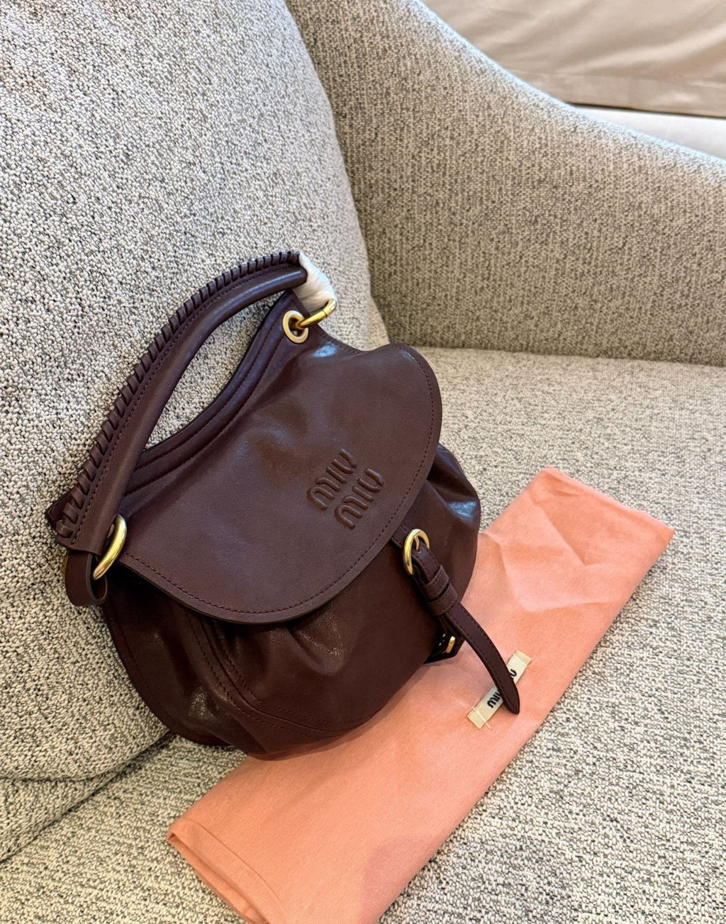Miu Miu Rendez-Vouz Gathered Saddle Bag — side