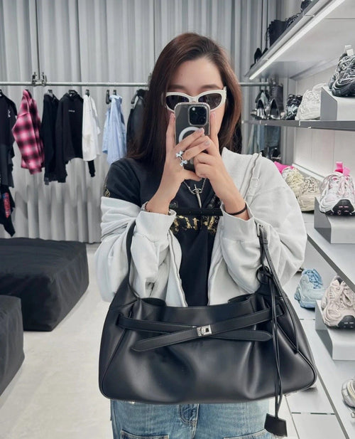 Balenciaga Belted Hobo Shoulder Bag — model