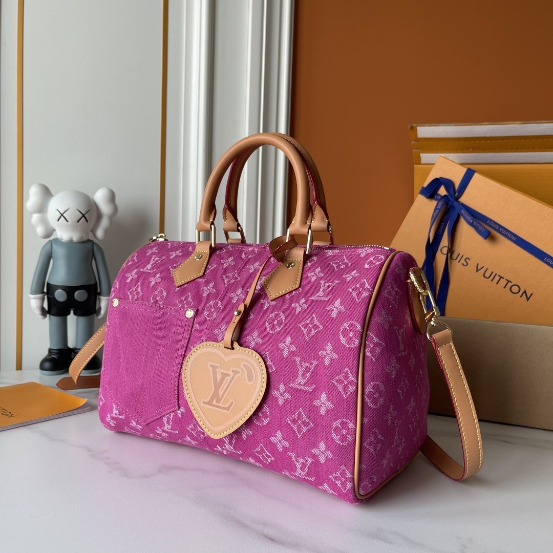 Louis Vuitton Speedy Soft Monogram Denim Handbag — front