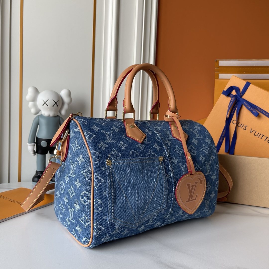 Louis Vuitton Speedy Soft Monogram Denim Handbag — front