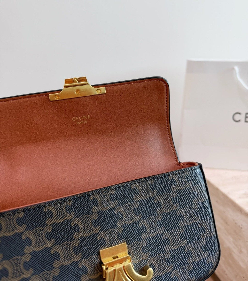 Celine Triomphe Chain-Strap Flap Shoulder Bag — detail