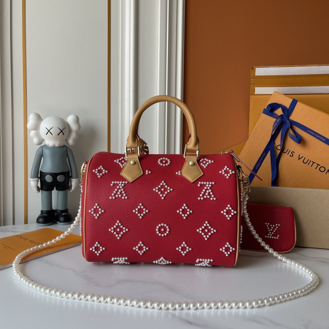 Louis Vuitton Speedy Bandoulière Pearl-Like Motif Satchel — front
