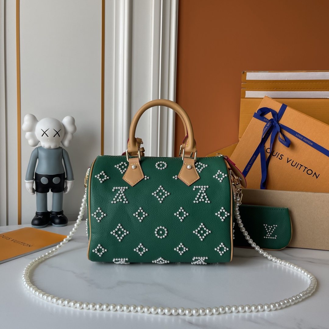 Louis Vuitton Speedy Bandoulière Pearl-Like Motif Satchel — front