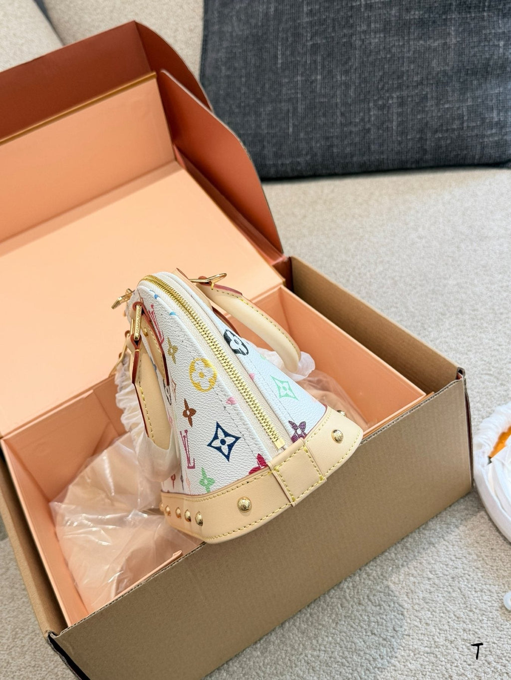 Louis Vuitton White Multicolor Monogram Dome Handbag — side