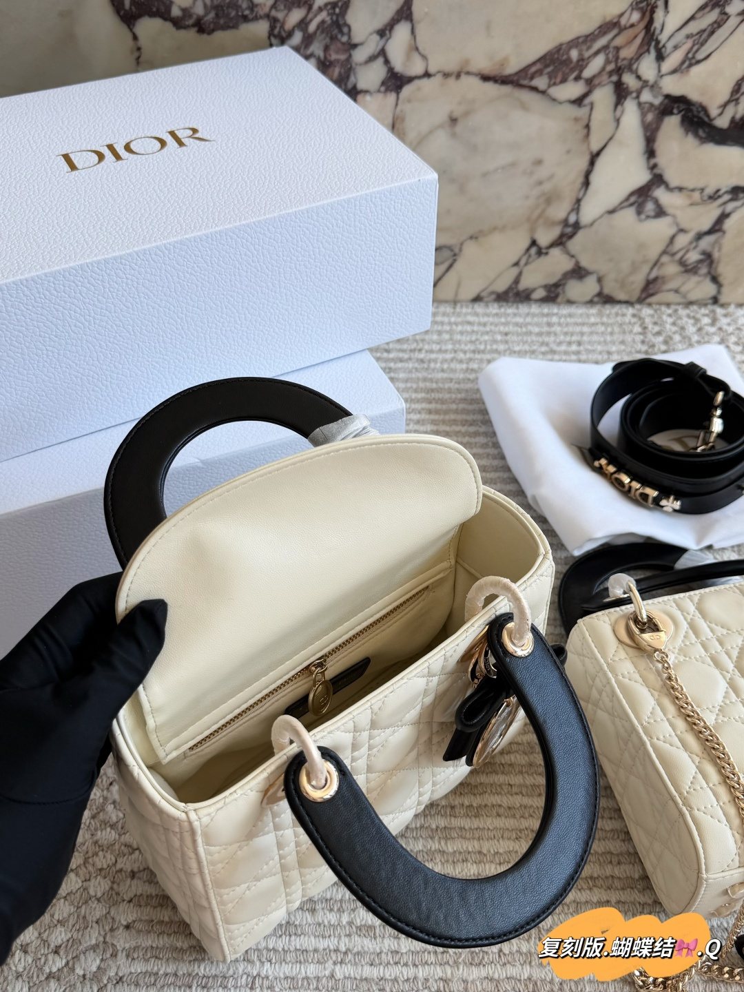 Dior Lady Dior Ivory Quilted Top-Handle Bag — model