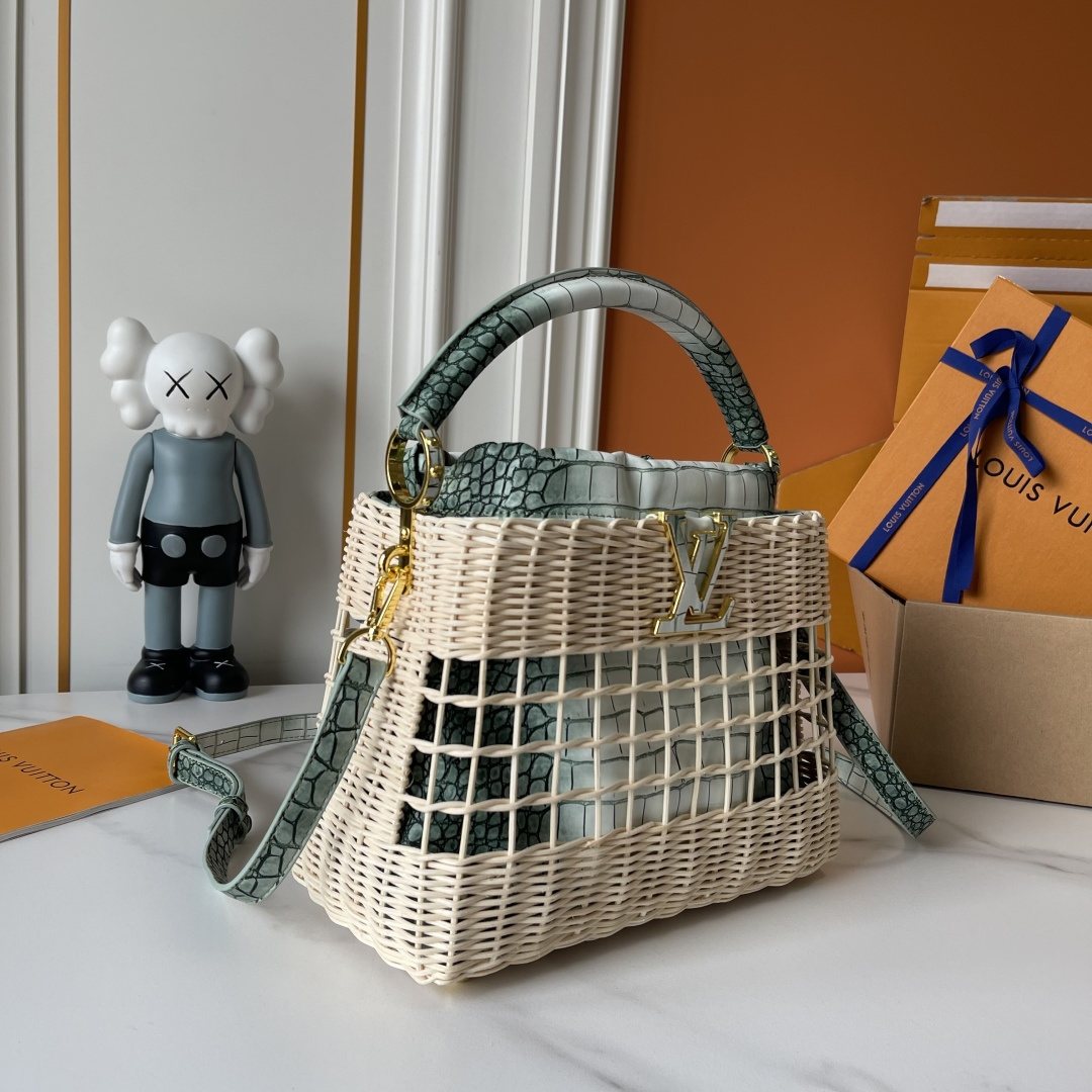 Louis Vuitton Capucines BB Rattan Woven Top-Handle Bag — front