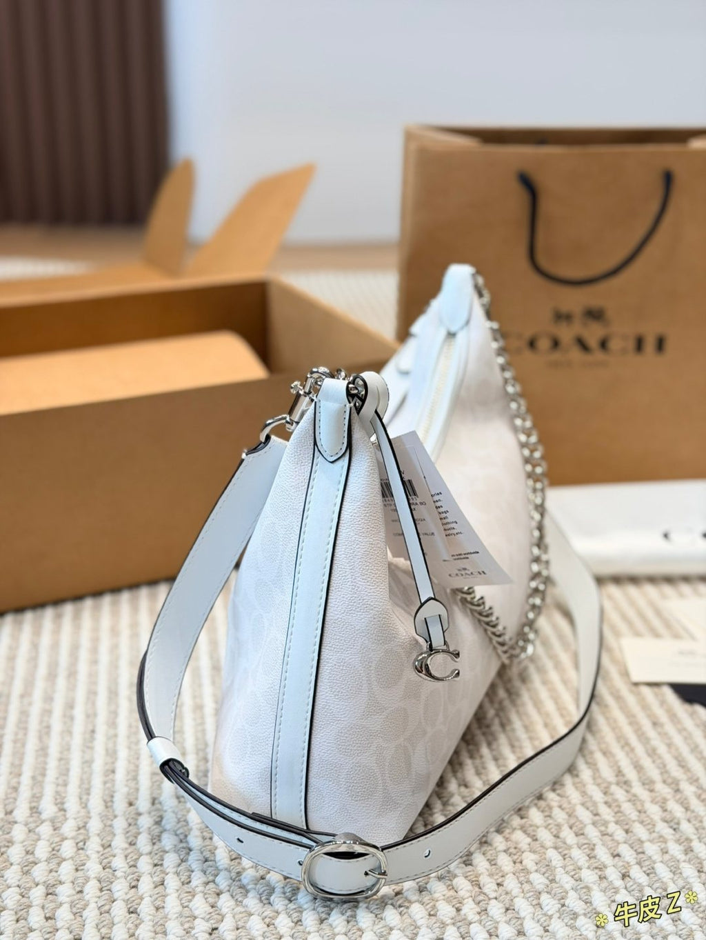 Coach Juliet Tonal Monogram Hobo Shoulder Bag — side
