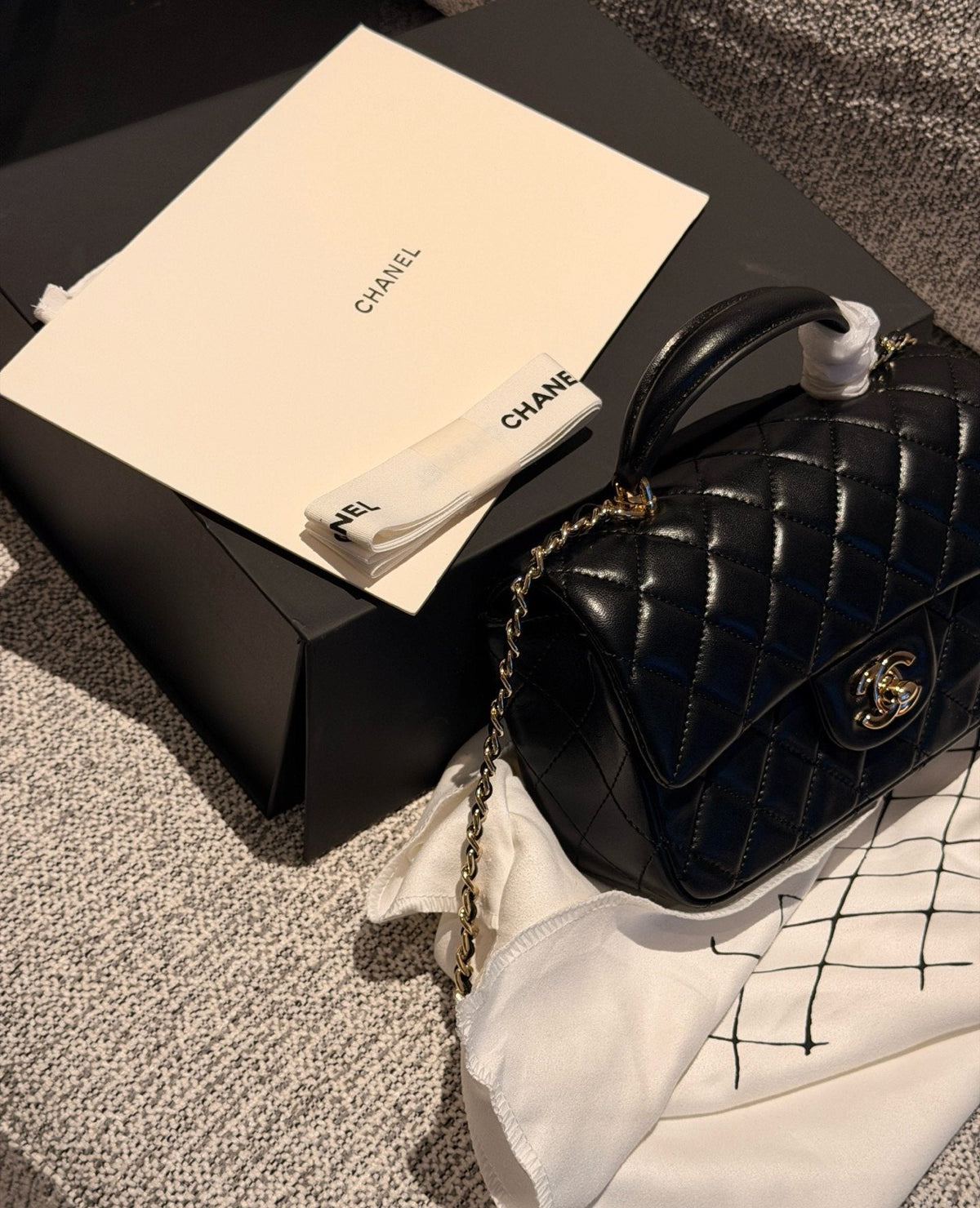 Chanel CF Quilted Top-Handle Flap Bag — side