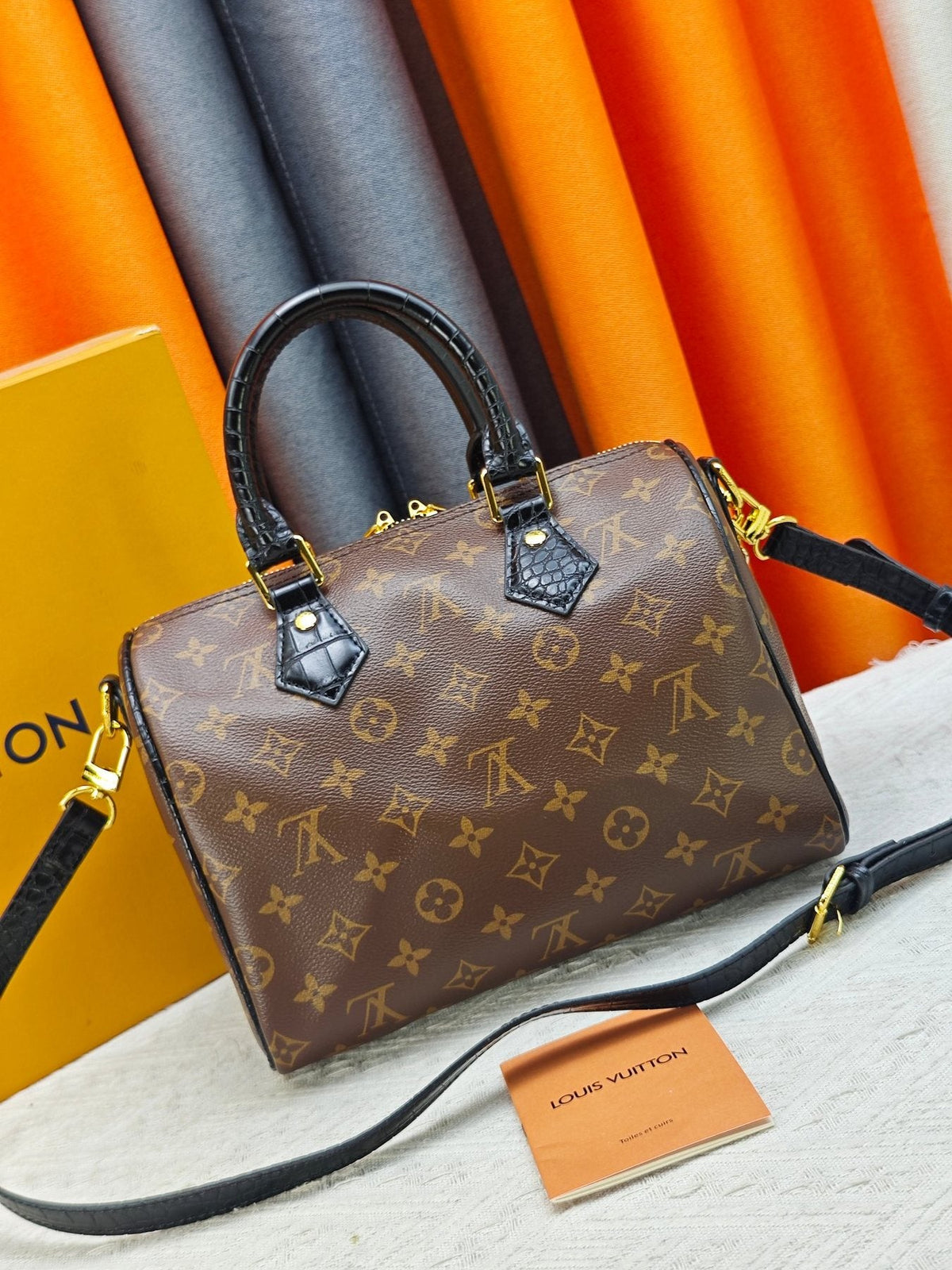 Louis Vuitton Speedy Bandoulière Monogram Satchel with Flower Ornament — back