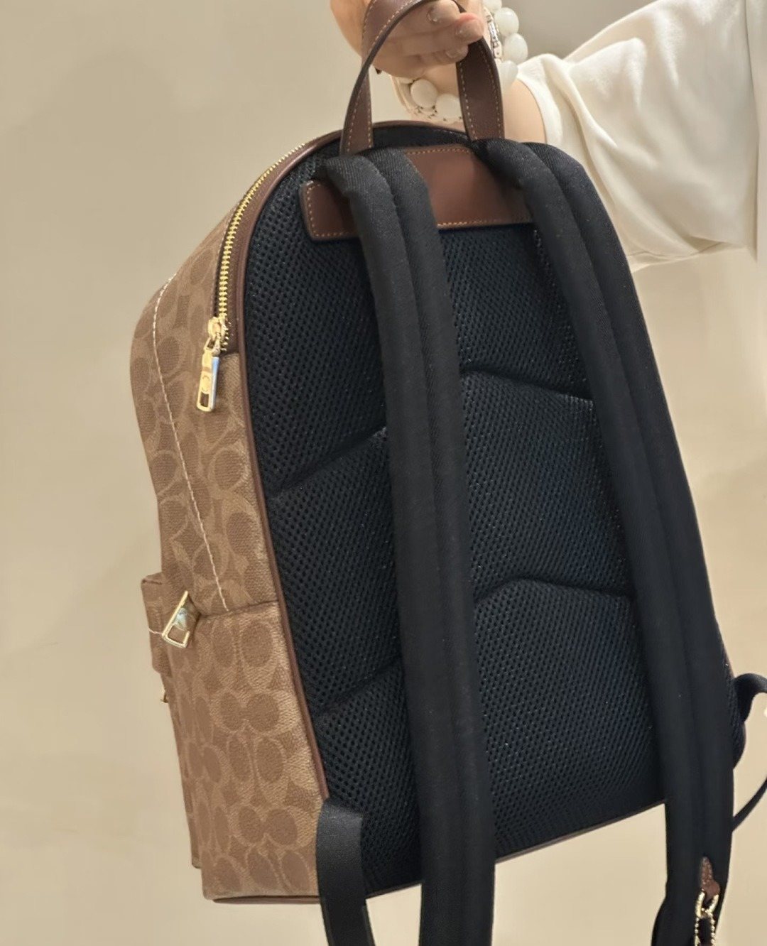Coach Taylor Monogram Zip-Pocket Backpack — back