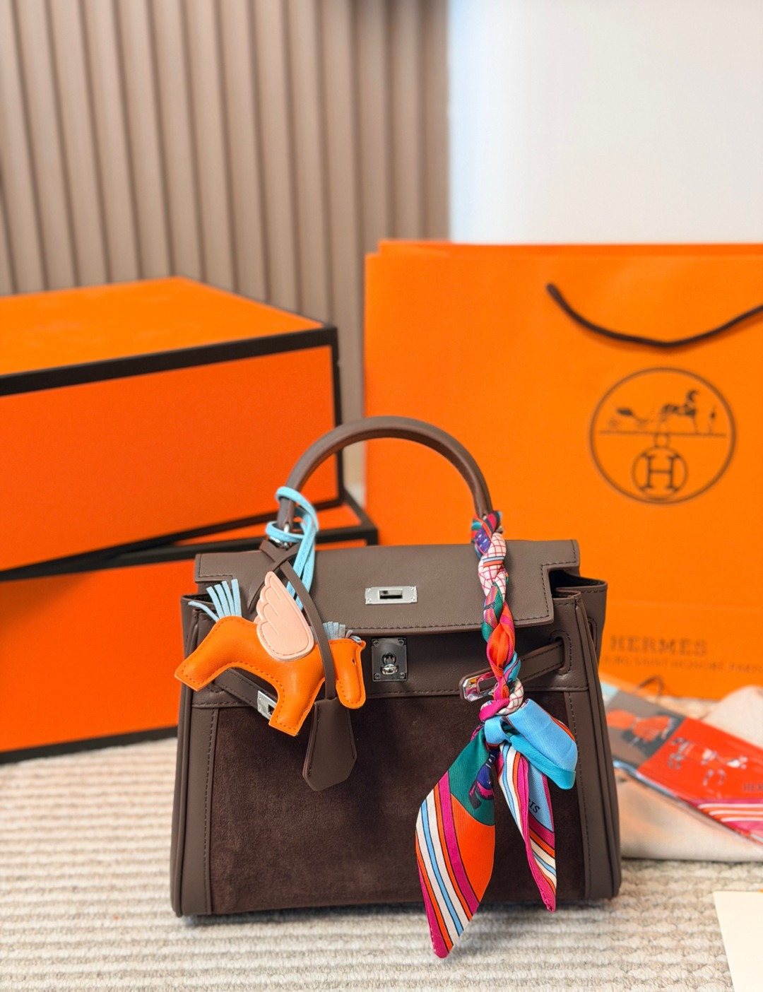 Hermès Kelly Top-Handle Bag with Silver-Tone Hardware — front
