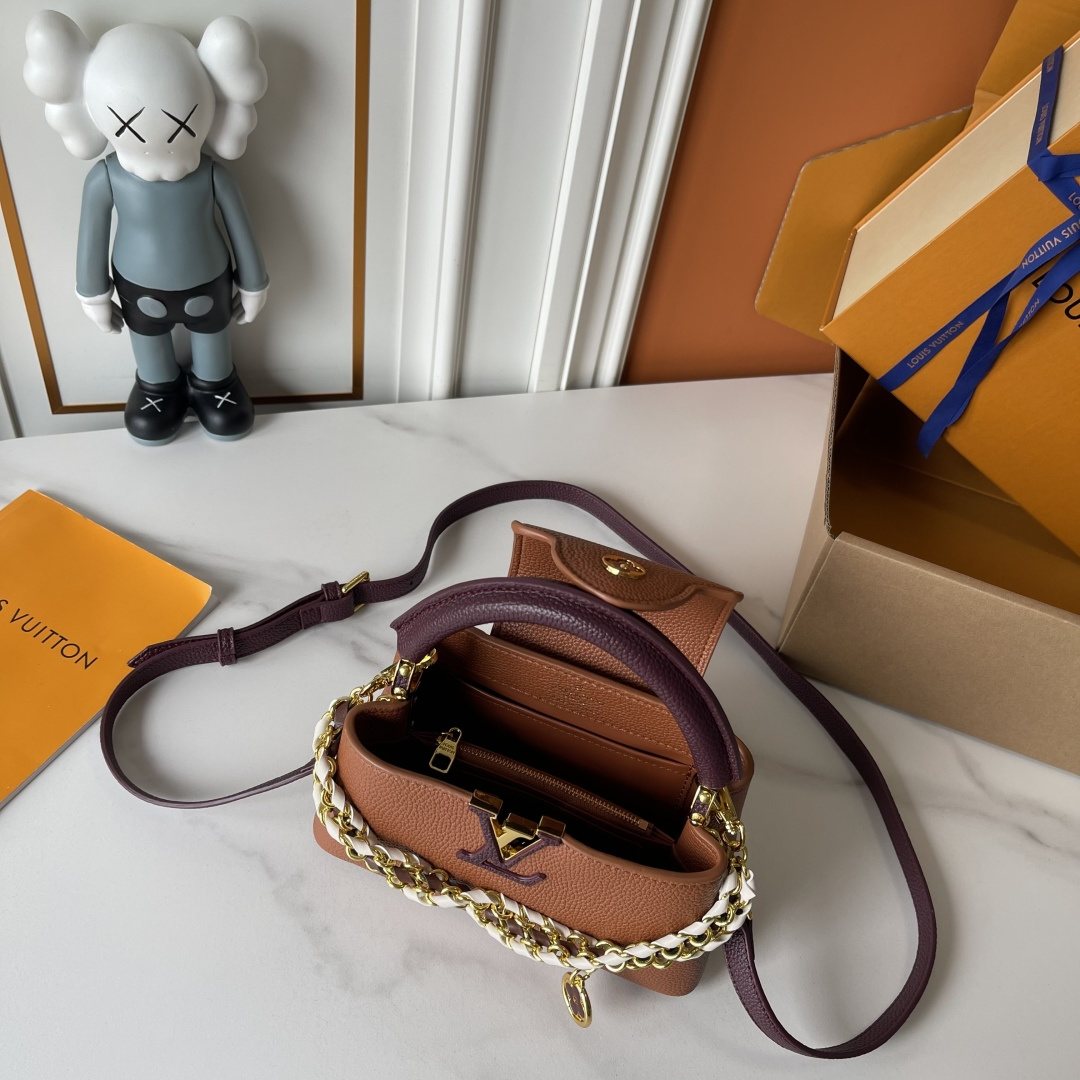 Louis Vuitton Capucines East West Floral Chain Handbag — front