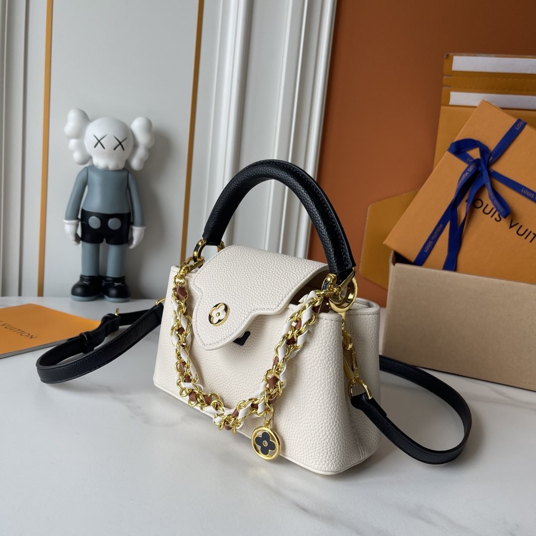 Louis Vuitton Capucines East West Floral Chain Handbag — front