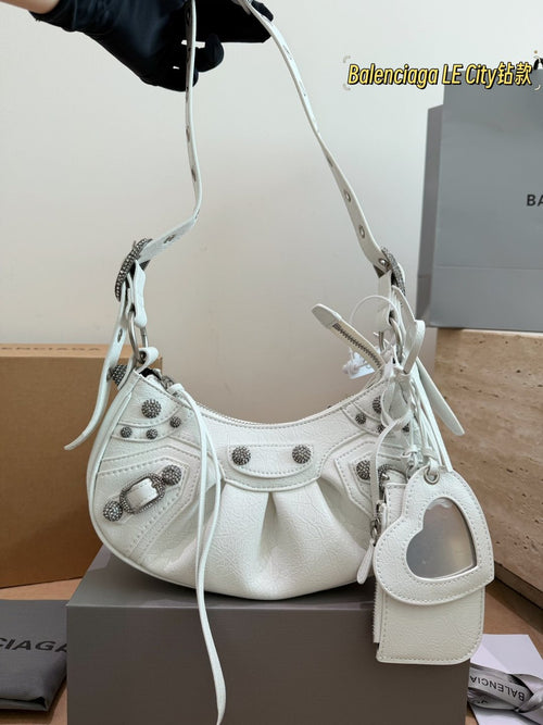 Balenciaga Le Cagole Jeweled Crescent Shoulder Bag — front