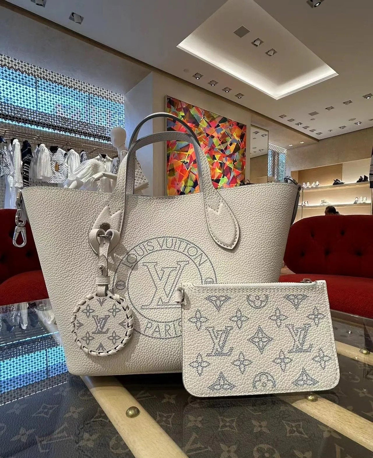 Louis Vuitton Flared Printed Tote with Round Pouch — front