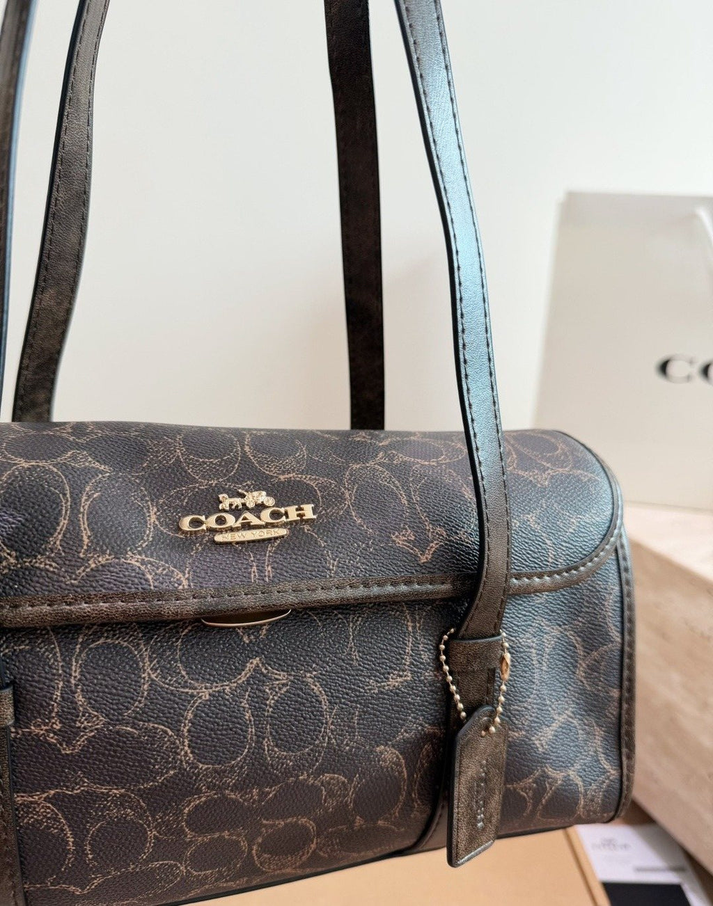 Coach Bridget Rounded-Flap Baguette Shoulder Bag — detail
