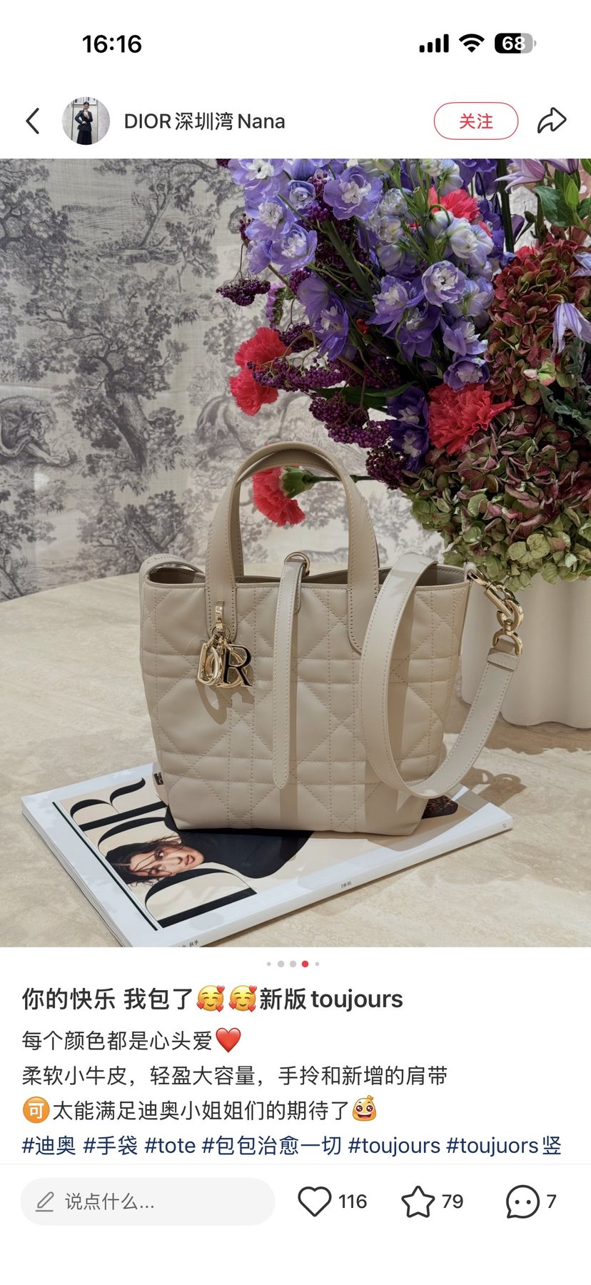 Dior Toujours Upright Quilted Handbag — front