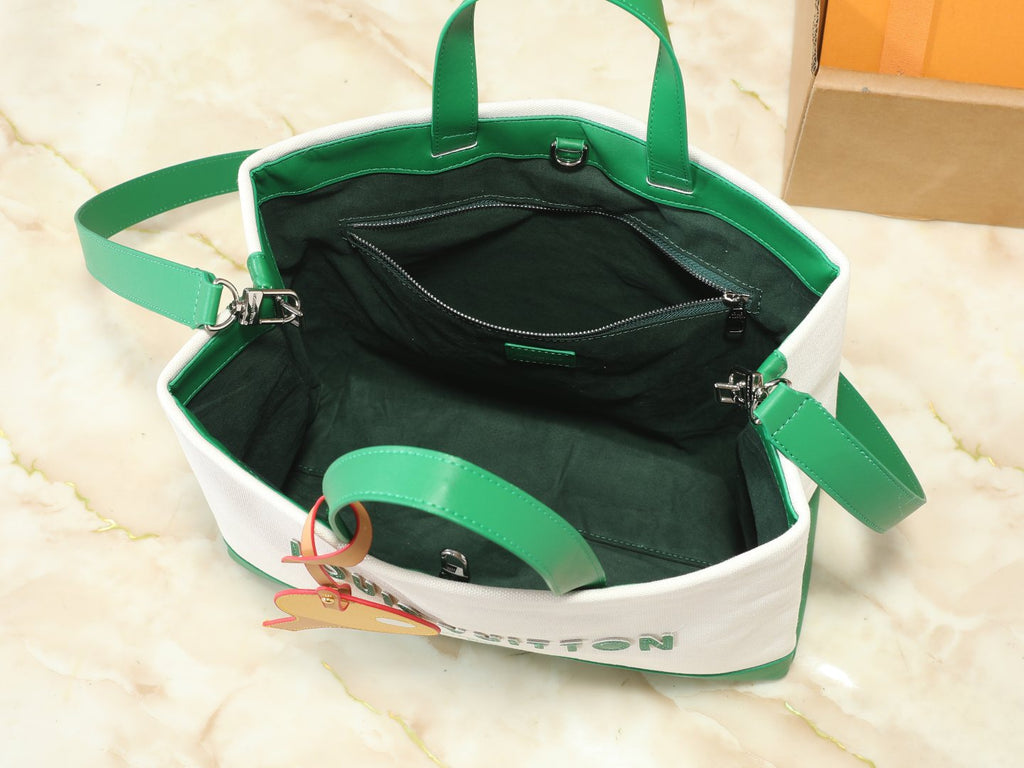 Louis Vuitton Shopper Tote with Green Trim — detail