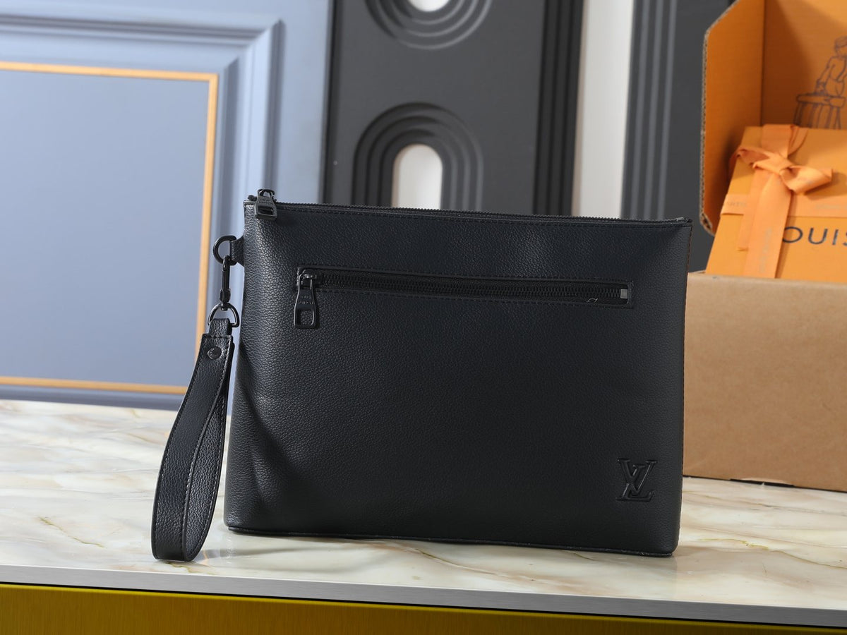 Louis Vuitton Takeoff Leather Wristlet Clutch — front